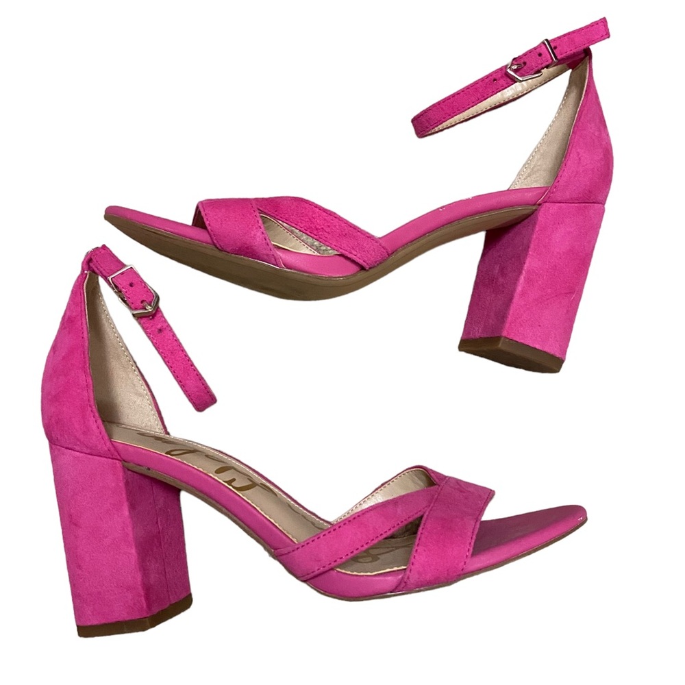 EUC Sam Edelman Omar Pink Peony Suede Block Heels